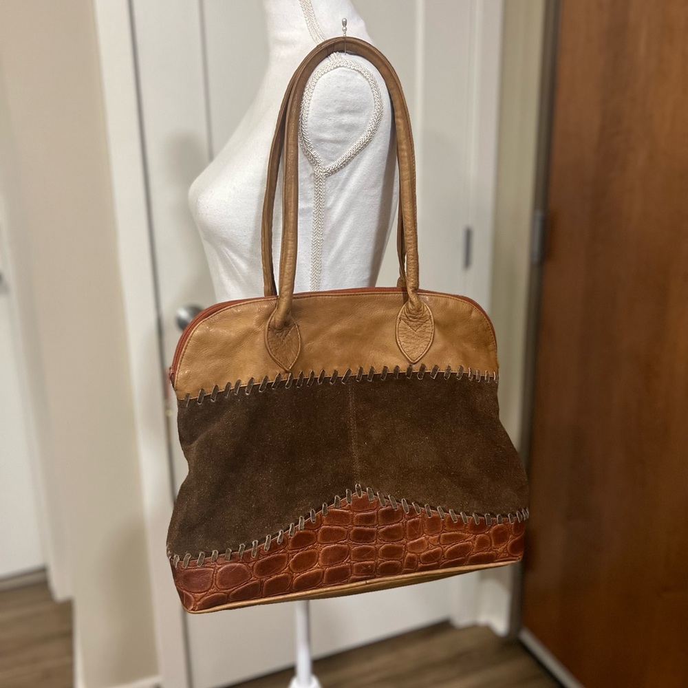 Vintage leather patchwork purse